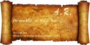 Arendás Réka névjegykártya